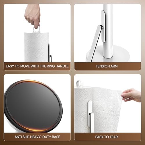 Heavy Duty Paper Towel Holder with Tension Arm (White)