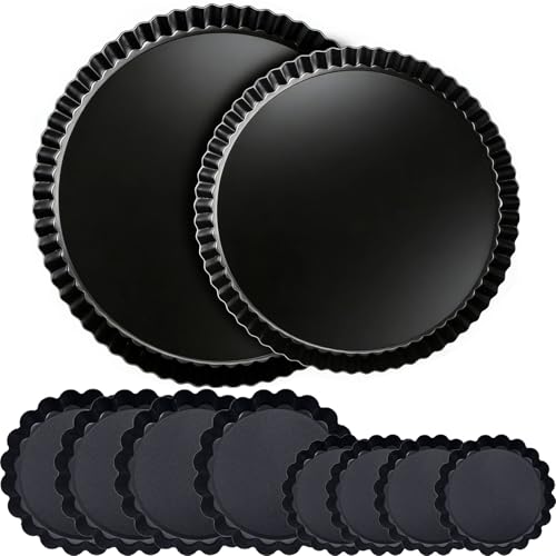 Tart Pan Set 10 & 9 Inch Tart Pans with 5 & 4 Inch Mini Tart Pans Removable Bottom (KUAYB Mixed sizes-4&5&9&10-inch -10PCS)