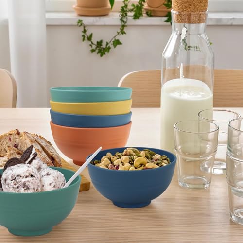 wheat straw small bowls 10oz set of 8 (10 oz / Navy blue,Green,Yellow,Orange)