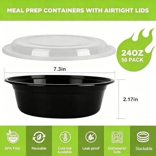 Meal Prep Containers (50pack24oz bowls)