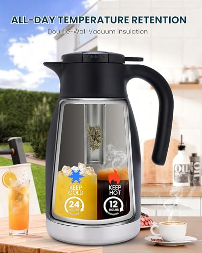 51oz Thermal Coffee Carafe with Infuser (Dark Black / 50.7 Ounces)