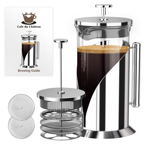 French Press Coffee Maker (Silver)
