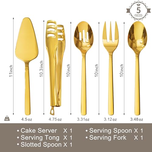 18 10 Large Hostess Gold Serving Utensils (5 / Gold)