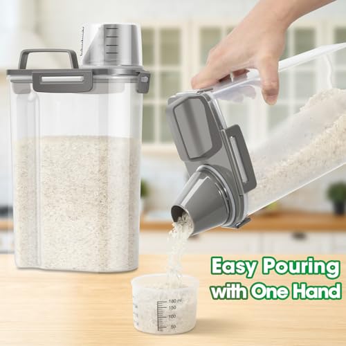 Rice Container Cereal Storage Container 2 Pack 5 Lbs (Grey 3+3Qt)