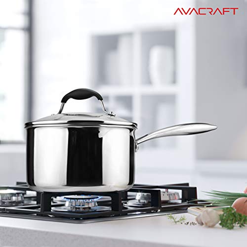Tri Ply Stainless Steel Saucepan with Glass Strainer Lid (2.5 Quarts)