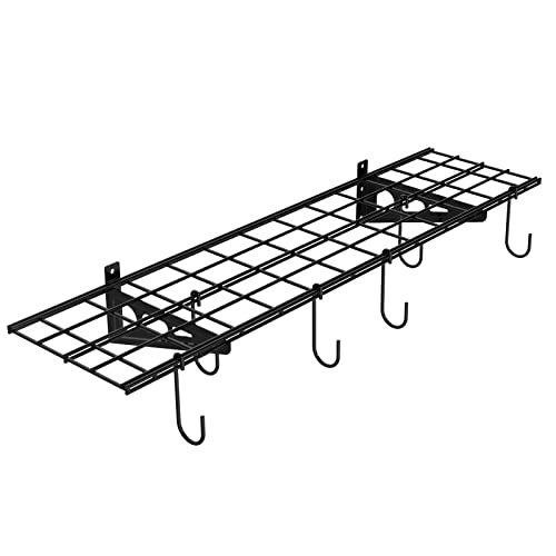 1 Pack 1x4 ft Garage Wall Shelving (1 pack-1x4 ft_6 hooks / Black)
