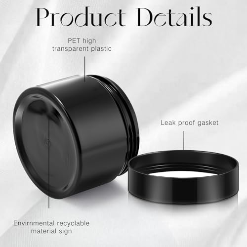 6 Pack 2 oz Plastic Jars Containers with Lids Wide (6 Count)