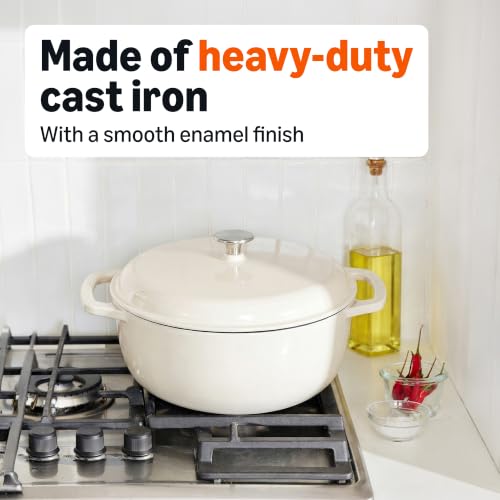 Enameled Cast Iron Dutch Oven Pot with Lid (White / 6-Quart)