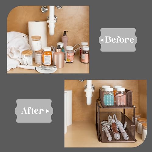 Pull Out Under Sink Organizer (2 Pack / Bronze)