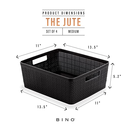 Woven Plastic Basket (Black / 4PK- M)