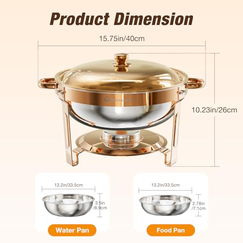 Round Chafing Dishes for Buffet 2 Pack (Rose Gold)
