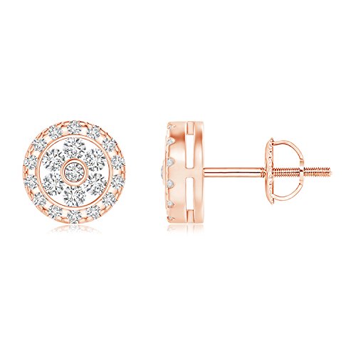 Diamond Flower Cluster Stud Earrings in 14K Solid Rose Gold for Women