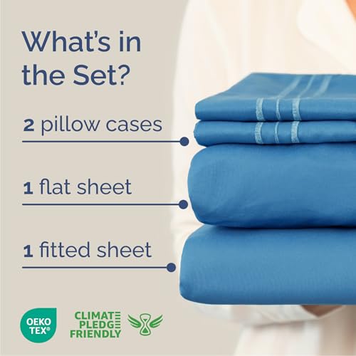 Cal King Size 4 Piece Sheet Set (20 - Denim Blue / California King)