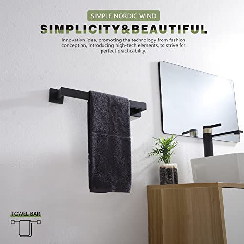 16 Inch Single Towel Bar (Matte Black / 16-Inch)