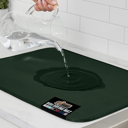 Ultra Absorbent Microfiber Dish Drying Mat (18" X 24" / Microfiber / Hunter Green)