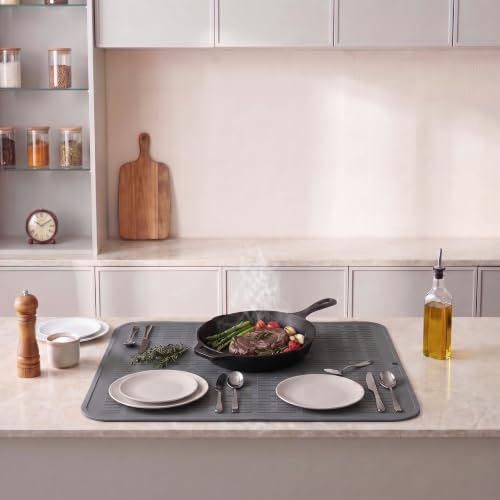 Silicone Dish Drying Mat for Multiple Usage (Gray / 32"L x 18"W)