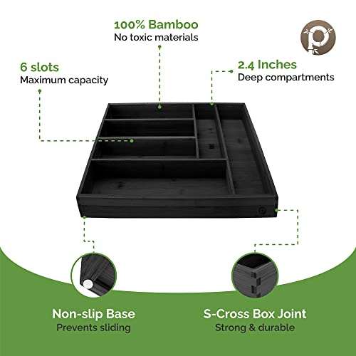 silverware tray organizer (Black / 6 Slots)