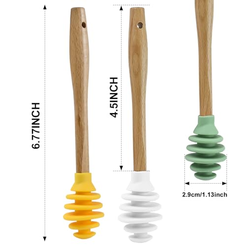 3 Pack Silicone Honey Dipper Sticks (Yellow/White/Green)