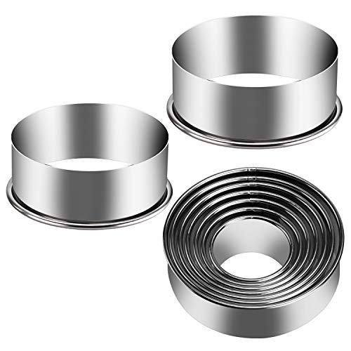 9 Pieces Stainless Steel Cookie Cutter Set Biscuit Plain Edge Round Cutters Metal Ring Baking Molds (9 Sizes Plain Edge)
