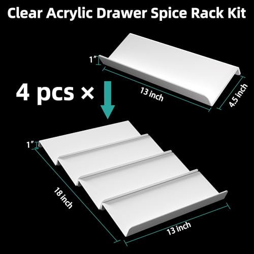 White Acrylic Spice Drawer Organizer (White / 4 Pack)