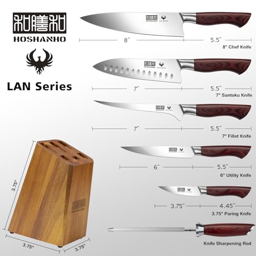 7PCS Kitchen Knife Set with Block (7 Pieces Knife Set)