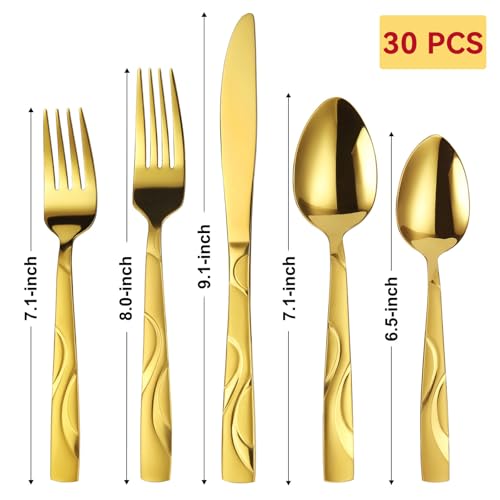 30 Piece Gold Silverware Set for 6 (Gold / 30-Piece)