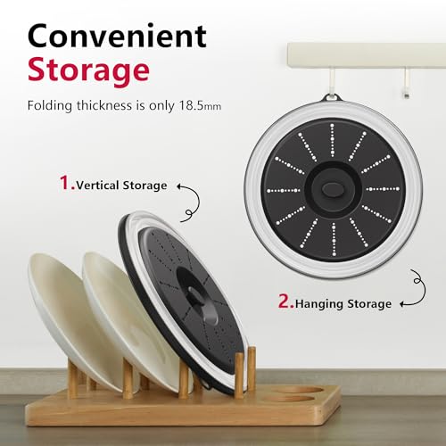 Microwave Splatter Cover Vented for Food with Hook Hole (2 packs-Black / M(11"x3.26")-Pack of 2)