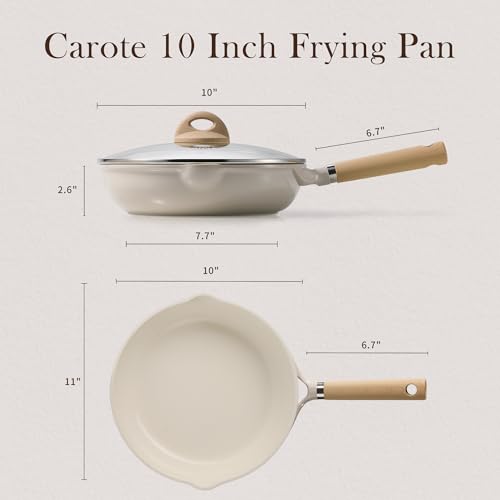 10" Ceramic Frying Pan with Lid (Taupe / 10 inch With Lid)
