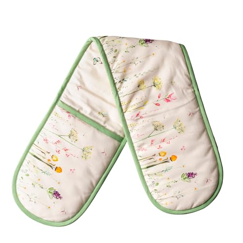Double Oven Mitts 100% Cotton Double Oven Glove (019 - Botanical Fresh / 7" x 35" (Double Oven Mitt))