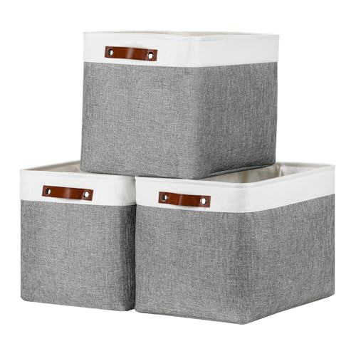 Large Storage Baskets (White&Grey / XL-16"x 12"x12")