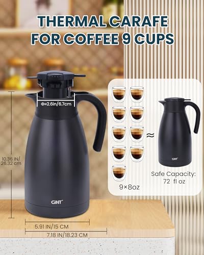 2.2L 74Oz Thermal Coffee Carafe (Black / 74.4 Ounces)