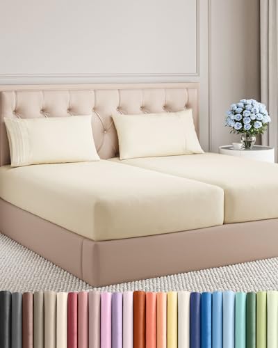 Split King Size 5 Piece Sheet Set (10 - Off White / Split King Size)