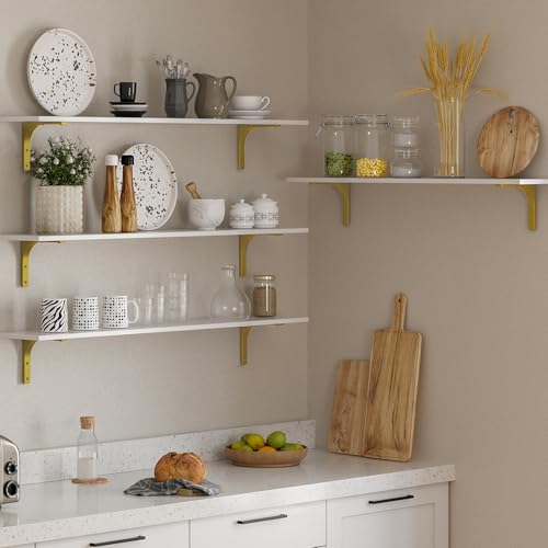 Long Wall Shelves (White and Gold / 47.3 Inch)