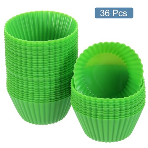 36Pcs Silicone Cupcake Liners (Grass Green / 2.8")