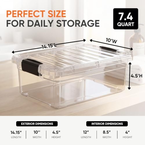 7.4 Quart Clear Plastic Storage Bin with Lid (7.4 Quart)