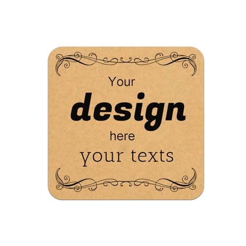 Custom Stickers Personalized Square Kraft Paper Sticker Customizable Floral Wreath Labels (style 7)