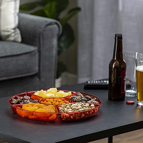 6 Sectional Round Plastic Serving Tray (Red)