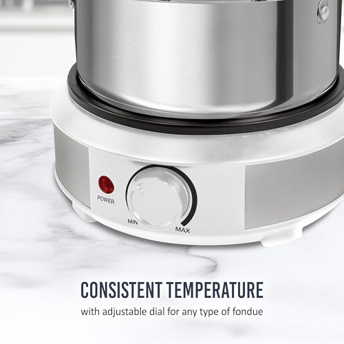 8 Cup Electric Fondue Pot Set for Cheese & Chocolate (White / 8 Cup)