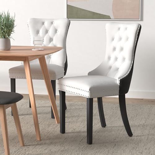 Black and White Dining Chairs Set of 4 (White)
