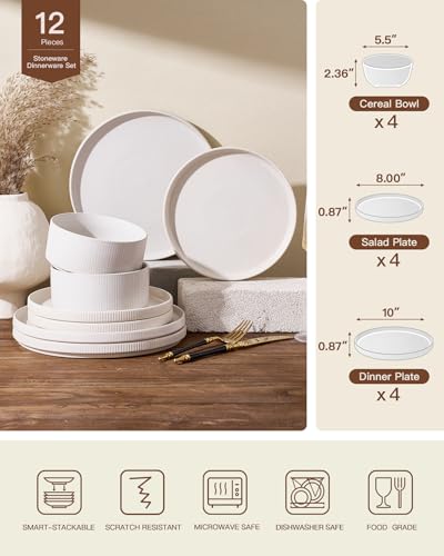 Dinnerware Set for 4 (Matte White)