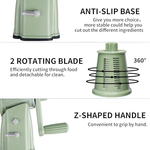 Upgrade Rotary Cheese Grater Shredder with Handle