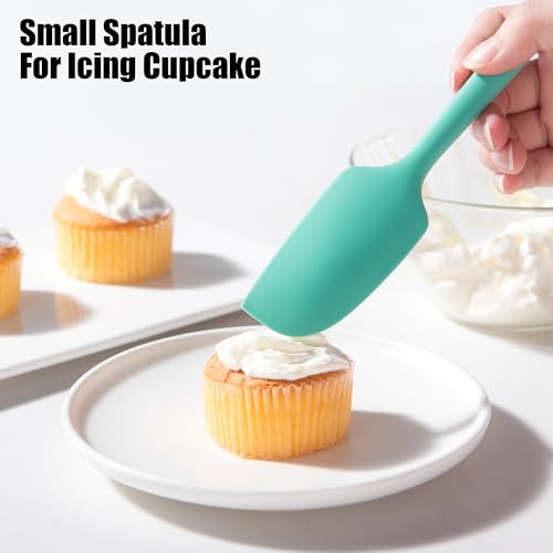 600°F Heat Resistant Silicone Spatula Scrapers (Set of 3 / Aqua Sky)