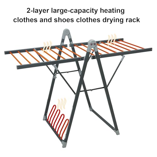 Heating Clothes Drying Rack Foldable Shoes Socks Space Gray