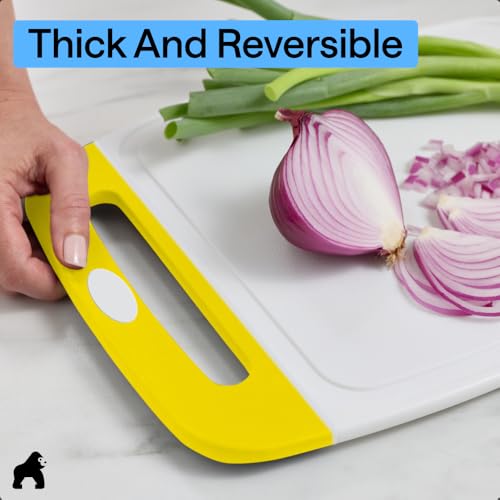BPA Free Reversible Kitchen Cutting Board (Lemon/White / Large (Pack of 3))