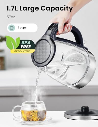 Glass Electric Tea Kettle & Hot Water Kettle Electric (glass and stainless steel / 1.8 Quarts)