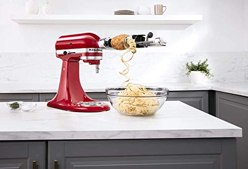 DRTVICE6 Combo Package Spiralizer KSM1APC Flex Edge Beater KFE5T Stand Mixer Attachment Recipe Book
