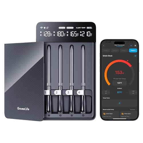 Smart Wireless Meat Thermometer Digital 4 Probes with App Alarm (4 Probe)
