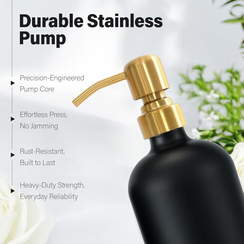 Soap Dispenser Bathroom Set (Hl Gold Pump & Black Bottle)