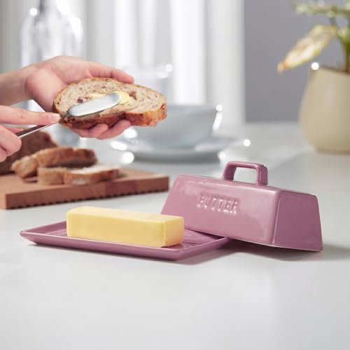Ceramic Butter Dish with Lid (Dusty Rose)