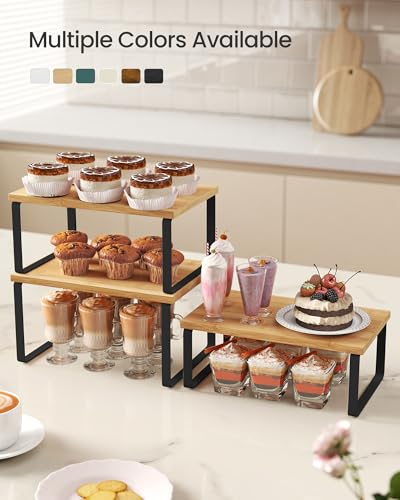 Cabinet Organizer Shelf (White + Natural / S (4.6"H) + S (5.4"H) + S (6.2"H))